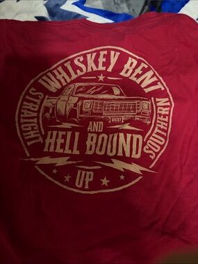 Whiskey Bent and Hell Bound Graphic Short Sleeve Tee - Red